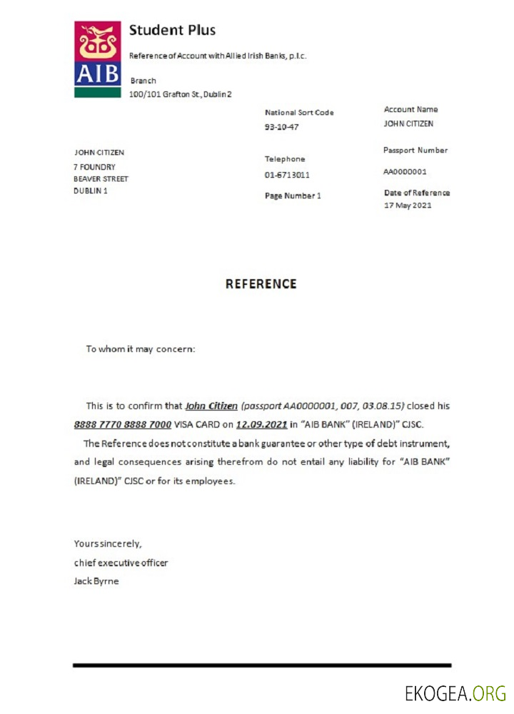 Référence Irlande , AIB , closure